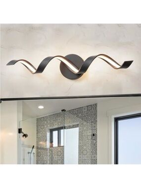 Modern Black Wave LED Wall Sconce by